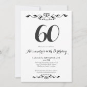 Zestig Elegant Zwart & Wit 60ste Verjaardagsfeestj Kaart (Voorkant)