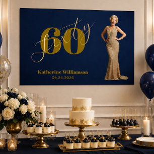 Zestig Elegante Blauwe & Gouden 60e Verjaardag Poster