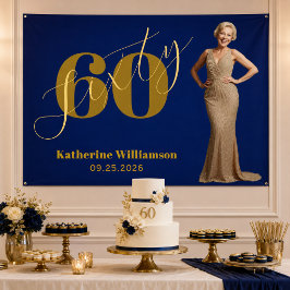 Zestig Elegante Blauwe & Gouden 60e Verjaardag Poster