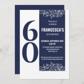 Zestig Elegante Bloemen 60ste Verjaardagsfeest Kaart (Voorkant / Achterkant)