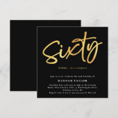 Zestig Elegante Classic Zwart Goud 60e Verjaardag Kaart (Voorkant / Achterkant)