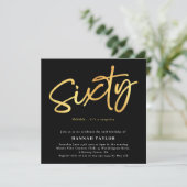 Zestig Elegante Classic Zwart Goud 60e Verjaardag Kaart (Staand voorkant)