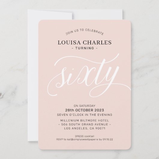 ZESTIG elegante verjaardag chique moderne blush ro Kaart (Voorkant)