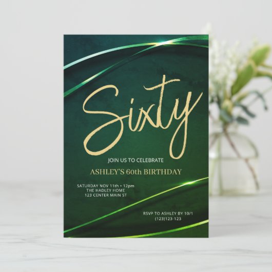 Zestig Emerald Groen en Goud 60e Verjaardag Kaart (Staand voorkant)