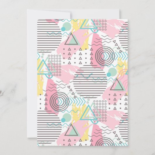 Zestig en eenvoudig roze 1980s Memphis Design 60th Kaart (Achterkant)