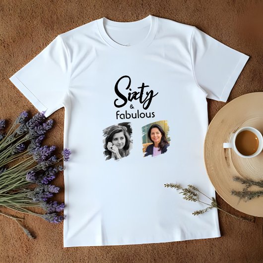 Zestig en fabelachtig 2 foto 60ste verjaardag t-shirt