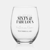 Zestig en Fabulous  60ste verpartij Wijnglas Zonder Voet (Achterkant)