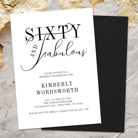 Zestig en Fabulous Elegant Script 60ste verjaardag Kaart