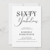 Zestig en Fabulous Elegant Script 60ste verjaardag Kaart (Voorkant)