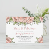 Zestig en Fabulous Floral Chic 60e Verjaardagsfees Kaart (Staand voorkant)