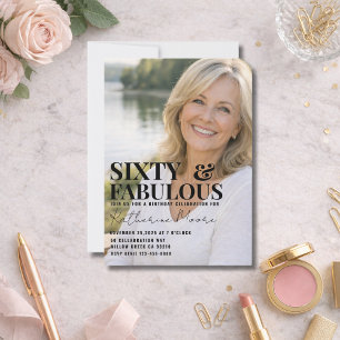 Zestig en Fabulous Foto 60ste Verjaardagsfeestje Kaart