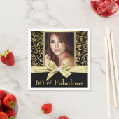 Zestig en Fabulous goud zwarte damast 60e verjaard Servet (Insitu)