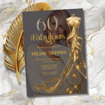 Zestig en Fabulous Gouden Jurk Foto 60ste Verjaard