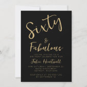 Zestig en Fabulous Gouden Script 60e Verjaardagsfe Kaart (Voorkant)