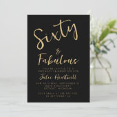 Zestig en Fabulous Gouden Script 60e Verjaardagsfe Kaart (Staand voorkant)