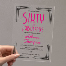 Zestig en Fabulous Hot Pink Art Deco 60ste Verjaar