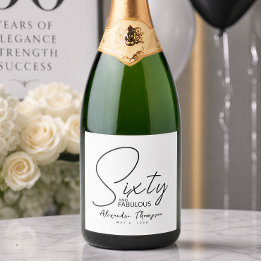 Zestig en Fabulous Naam Datum 60ste Verjaardagsfee Sparkling Wijnetiket