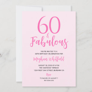 Zestig en Fabulous Roze Roze 60e Verjaardagsfeestj Kaart