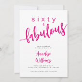 Zestig en Fabulous Roze Script 60ste Verjaardagsfe Kaart (Voorkant)