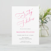Zestig en Fabulous Roze Script 60ste Verjaardagsfe Kaart (Staand voorkant)