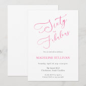 Zestig en Fabulous Roze Script 60ste Verjaardagsfe Kaart (Voorkant / Achterkant)