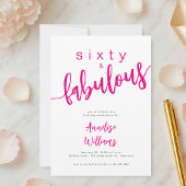 Zestig en Fabulous Roze Script 60ste Verjaardagsfe Kaart