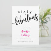 Zestig en Fabulous Roze Script 60ste Verjaardagsfe Kaart (Staand voorkant)