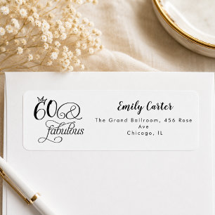 Zestig en Fabulous Script 60e Verjaardagsfeestje Etiket