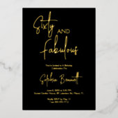 Zestig en Fabulous Script 60e Verjaardagsfeestje Folie Uitnodiging (Voorkant)