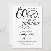 Zestig en Fabulous Script 60e Verjaardagsfeestje Kaart (Voorkant)
