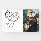 Zestig en Fabulous Script 60e Verjaardagsfeestje Spandoek (Horizontaal)