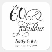 Zestig en Fabulous Script 60e Verjaardagsfeestje Vierkante Sticker (Voorkant)
