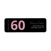 Zestig en Fabulous Script Roze 60e Verjaardagsfees Etiket (Voorkant)