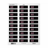 Zestig en Fabulous Script Roze 60e Verjaardagsfees Etiket (Full Sheet)