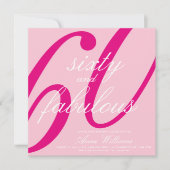 Zestig en Fabulous Script Roze 60e Verjaardagsfees Kaart (Voorkant)
