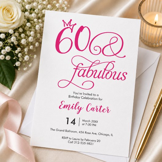 Zestig en Fabulous Script Roze 60e Verjaardagsfees Kaart
