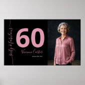 Zestig en Fabulous Script Roze 60e Verjaardagsfees Poster (Voorkant)