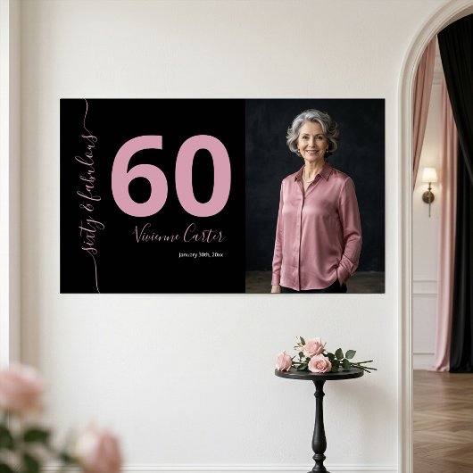 Zestig en Fabulous Script Roze 60e Verjaardagsfees Poster