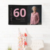 Zestig en Fabulous Script Roze 60e Verjaardagsfees Spandoek (Insitu)