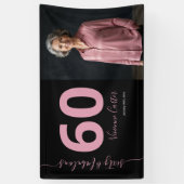 Zestig en Fabulous Script Roze 60e Verjaardagsfees Spandoek (Verticaal)