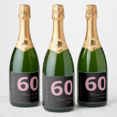 Zestig en Fabulous Script Roze 60e Verjaardagsfees Sparkling Wijnetiket (Flessen)