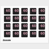 Zestig en Fabulous Script Roze 60e Verjaardagsfees Vierkante Sticker (Vel)