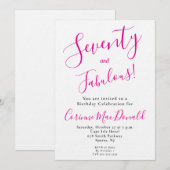 Zestig en Fabulous Script Roze 70e Verjaardagsfees Kaart (Voorkant / Achterkant)