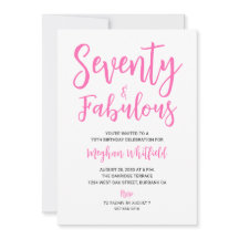 Zestig en Fabulous Script Roze 70ste Verjaardagsfe