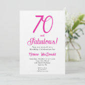 Zestig en Fabulous Script Roze 70ste Verjaardagsfe Kaart (Staand voorkant)