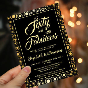 Zestig en Fabulous Zwart Goud 60e Verjaardagsfeest Kaart