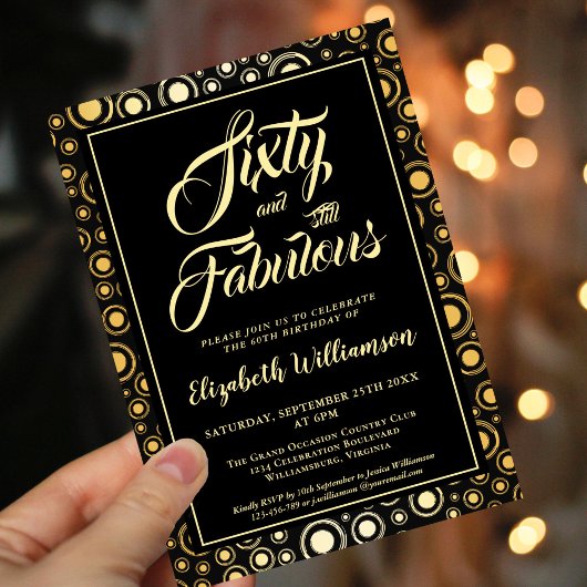 Zestig en Fabulous Zwart Goud 60e Verjaardagsfeest Kaart