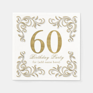 Zestig en fantastische gouden glitter verjaardagsf servet