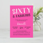 Zestig en fantastische roze 60e verjaardag kaart (Staand voorkant)