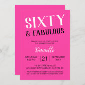 Zestig en fantastische roze 60e verjaardag kaart (Voorkant / Achterkant)